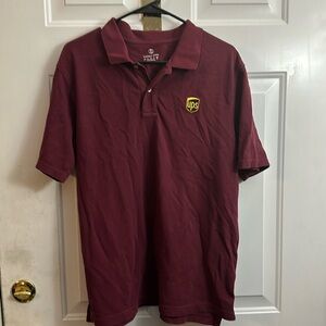 UPS Polo Shirt Men L Burgundy United Parcel Service Logo Uniform